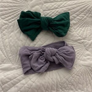 Kyte 0-3 months baby bows purple bow green bow
